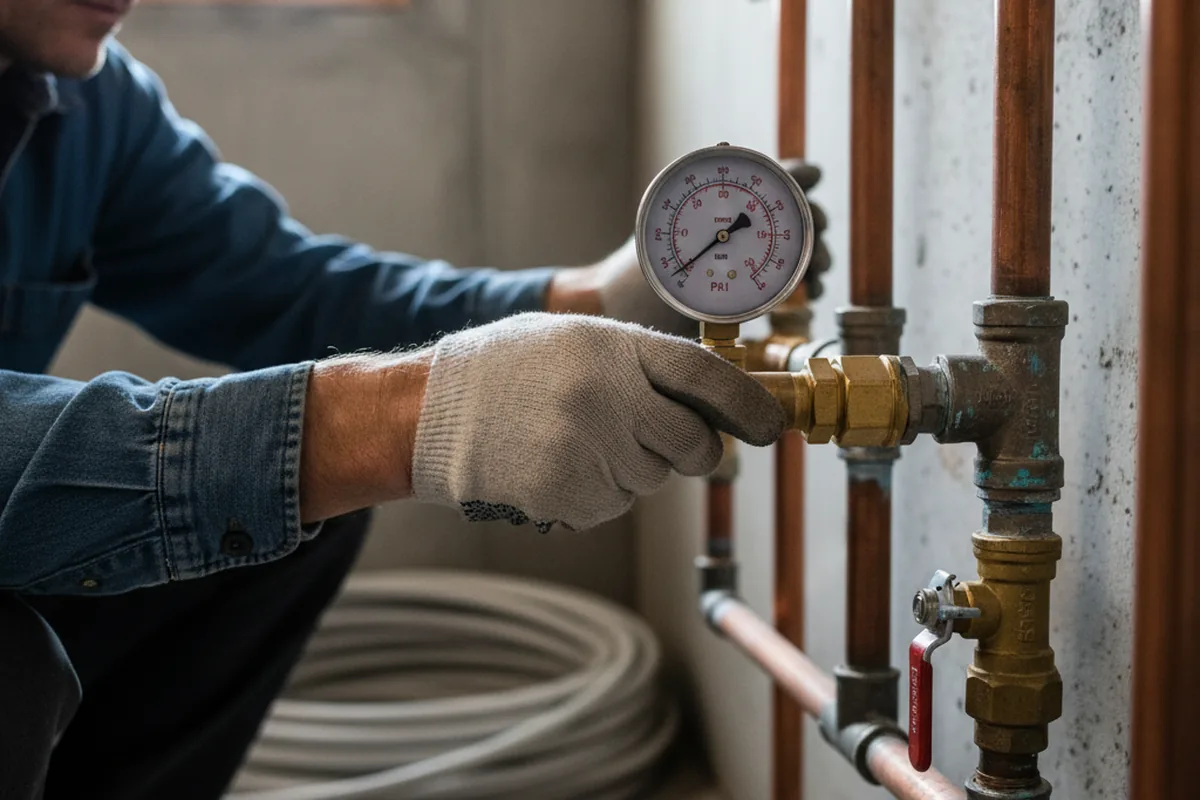 Pressure testing a repaired line during Water Line Repair in Hooksett
